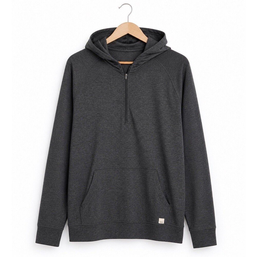 Vuori Sunday Element Quarter Zip Hoodie Gray Kangaroo Pocket Mens XL